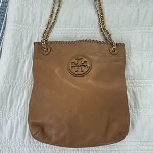 Tory Burch Pebbled Leather Double Chain Satchel